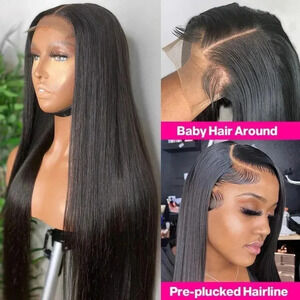 22 INCH Glueless HD Lace Front Wigs Human Hair Pre Plucked Bleached Knots